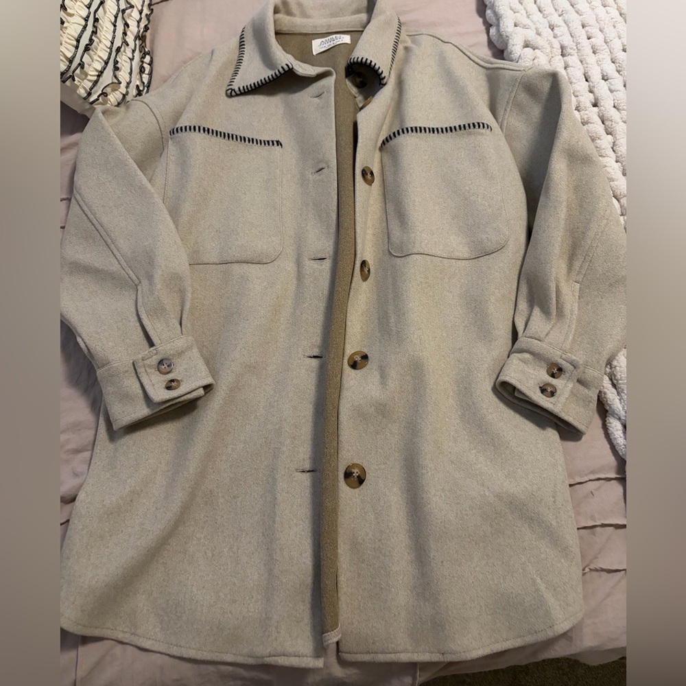 Tan Colored Shacket, Size Medium - image 1